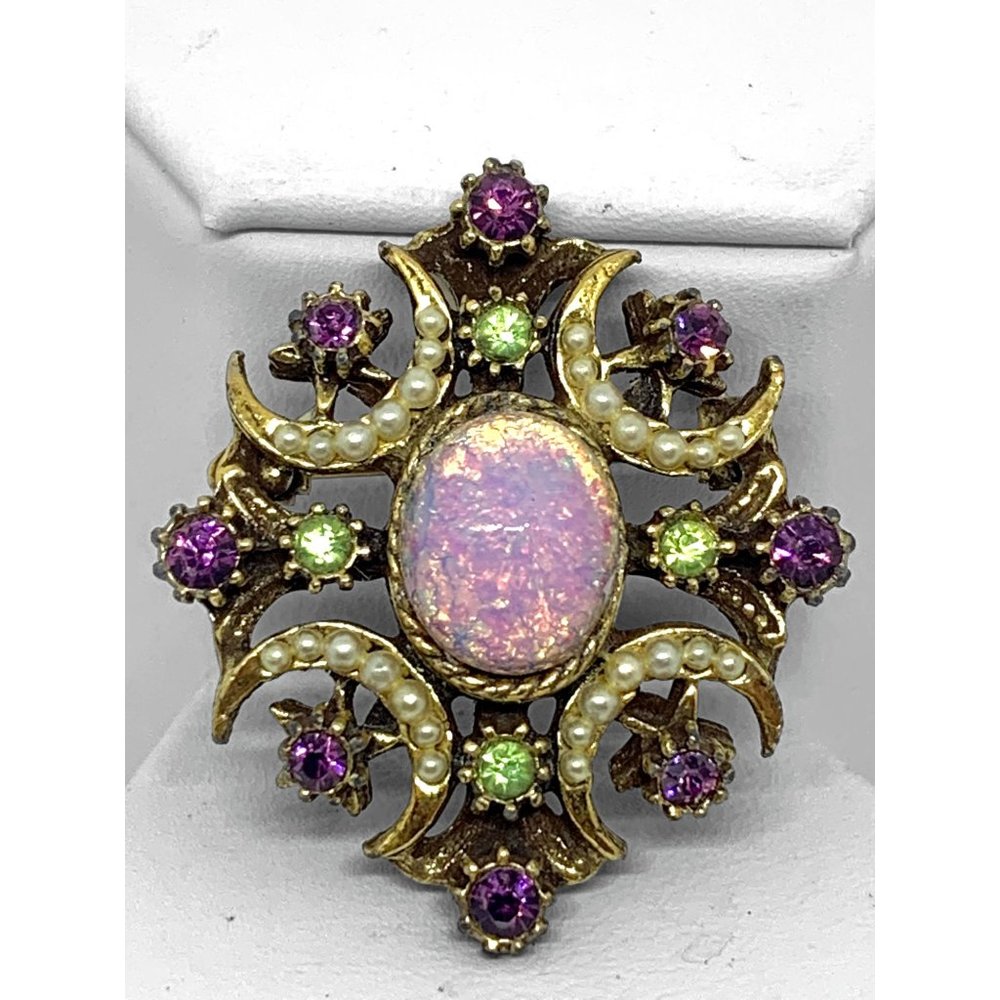 Renaissance Revival Brooch with Pearls and Stones